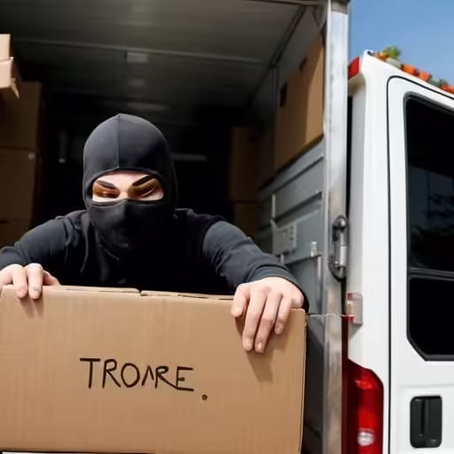 ladrón intentando robarse algo de la mudanza